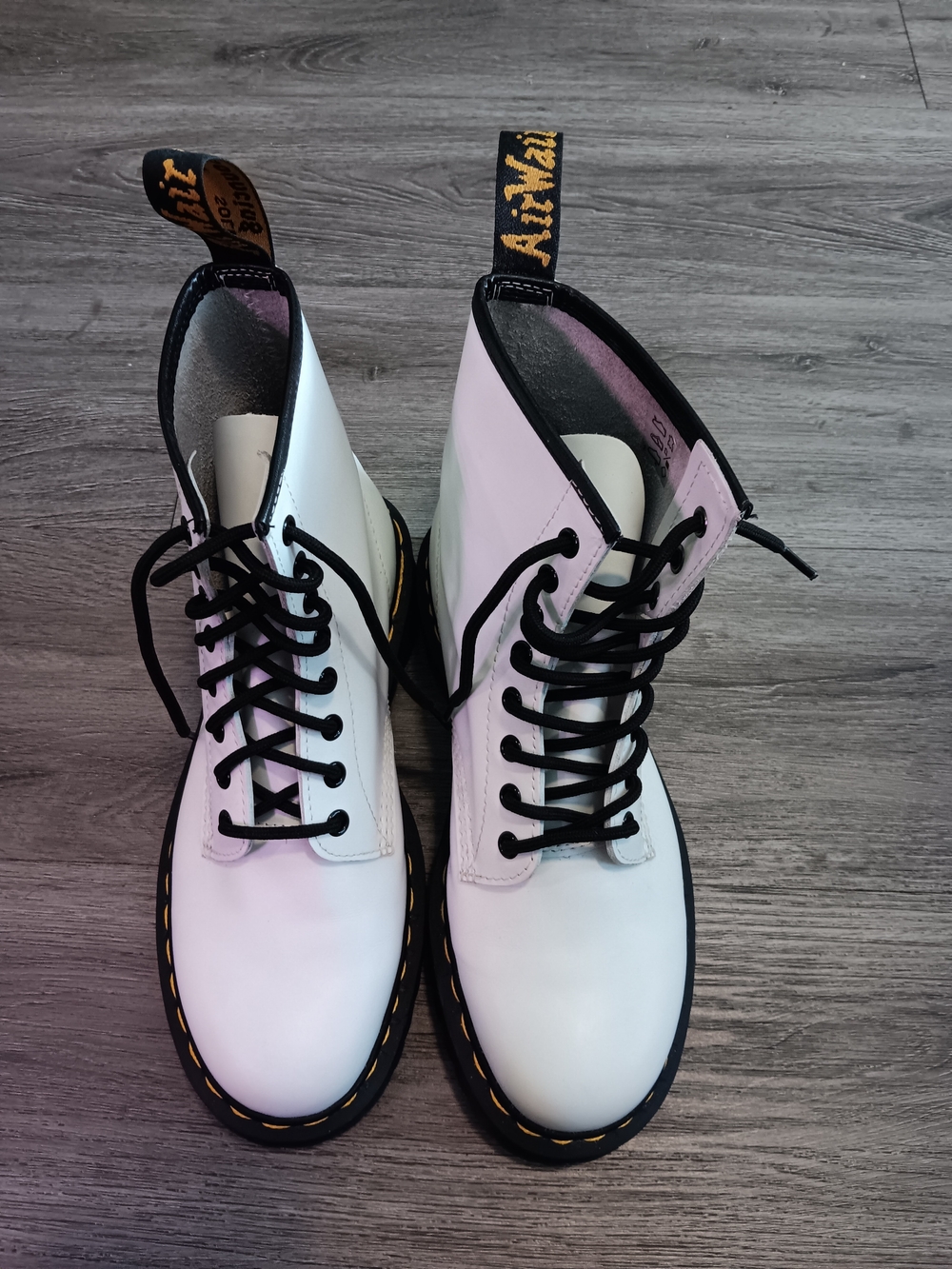 Dr. Martens 1460 Bex Sole White  Boots with Black Laces